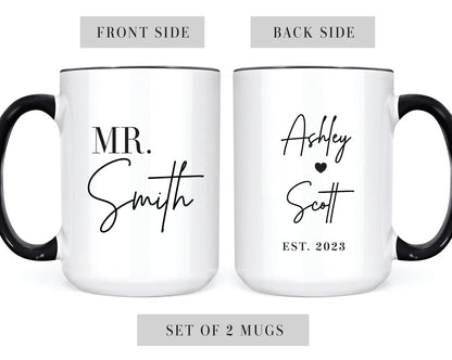 Customized Mr Mrs Coffee Mugs Set for 2