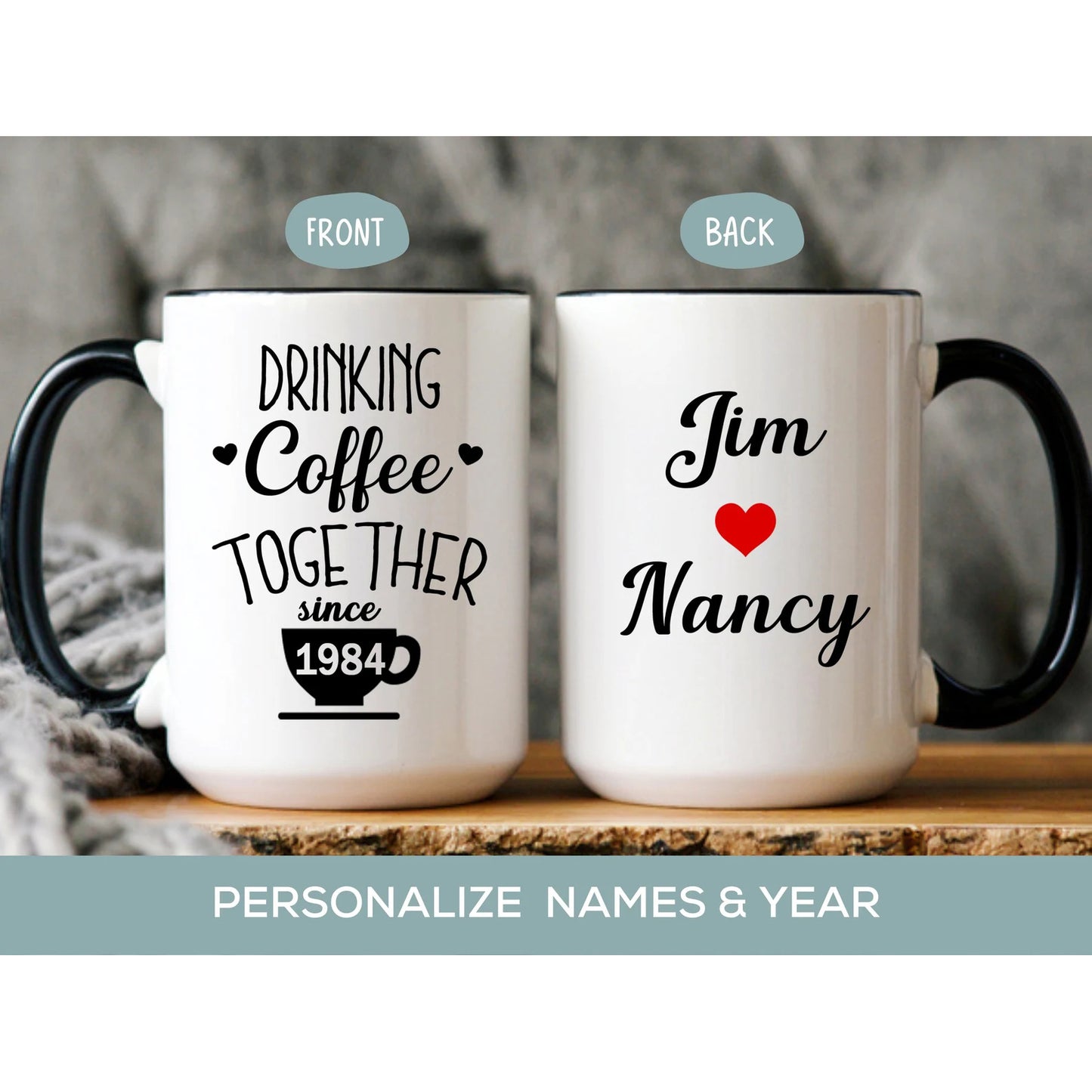 Gullei™ Personalized Wedding Anniversary Mug for Couple