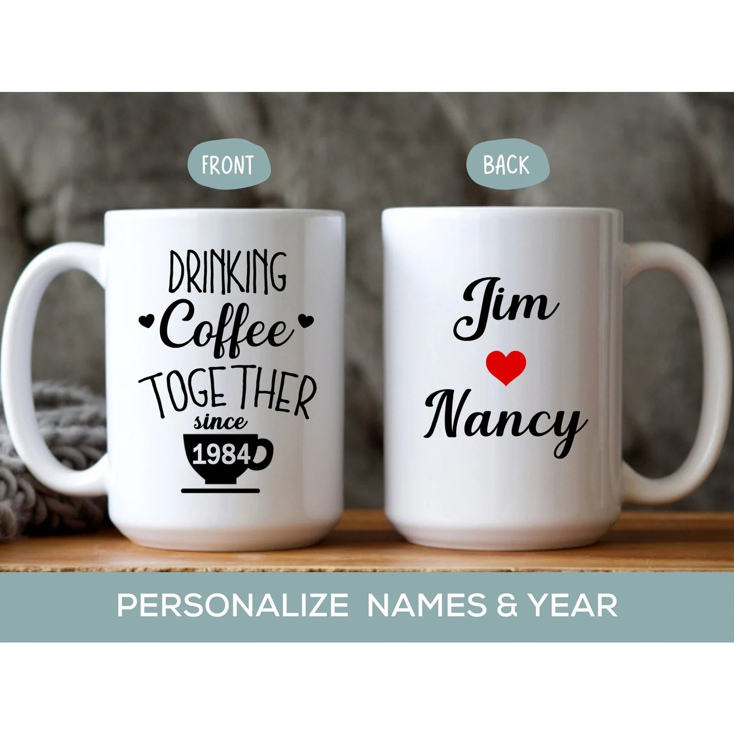 Gullei™ Personalized Wedding Anniversary Mug for Couple