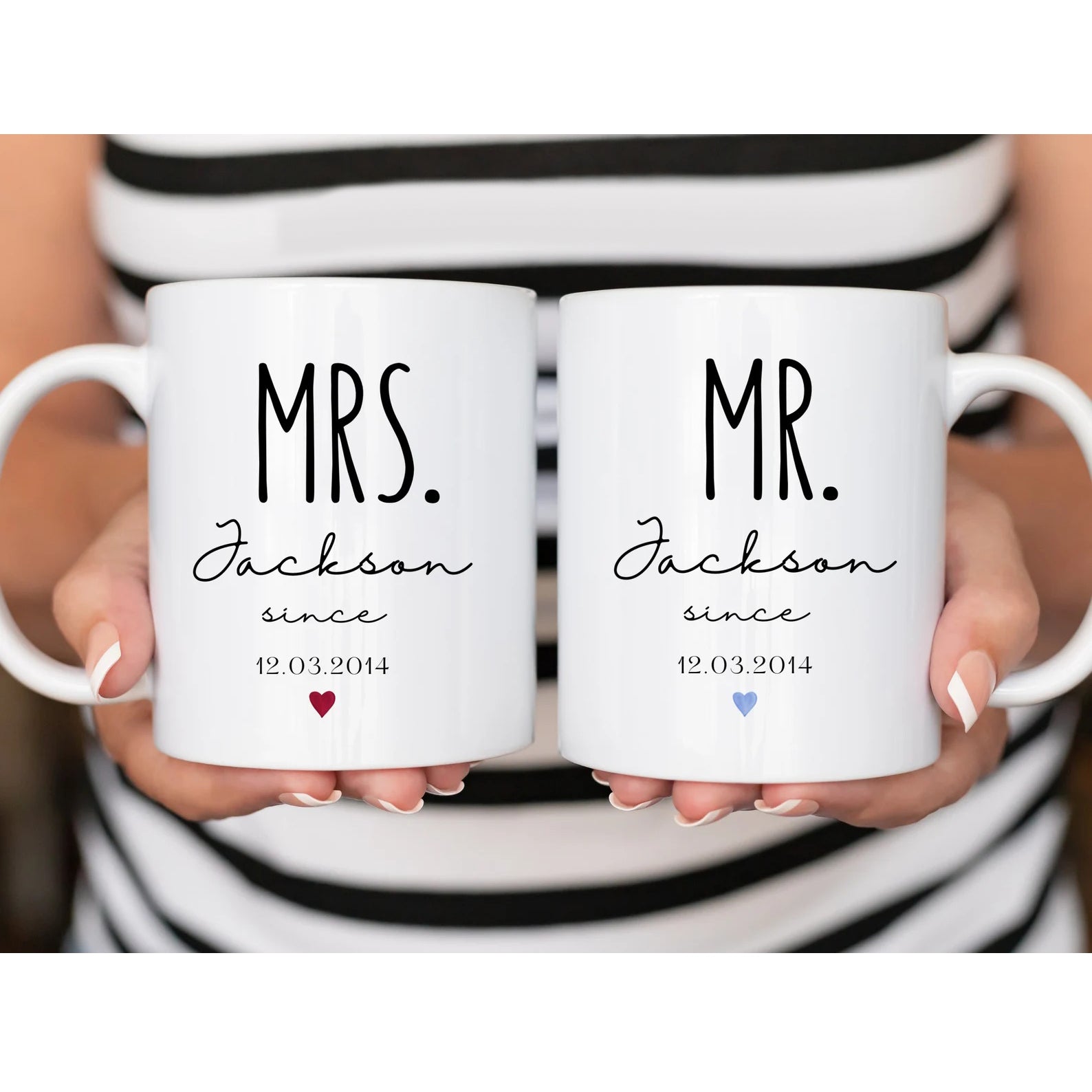 Gullei Mr and Mrs Matching Anniversary Coffee Mugs Gift Set 11 oz - Ceramic Pair