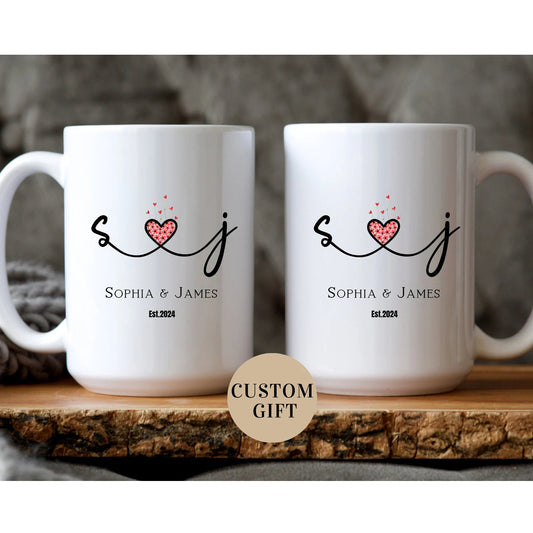 Gullei™ Name Initials Matching Coffee Mug Set