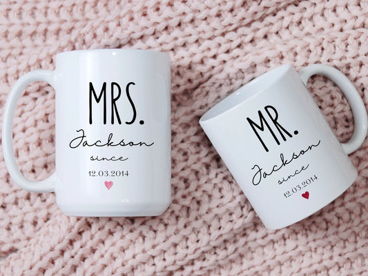 Gullei™ Mr and Mrs Matching Anniversary Coffee Mugs