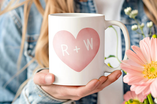 Gullei™ Name Initial Heart Couple Coffee Mugs Set