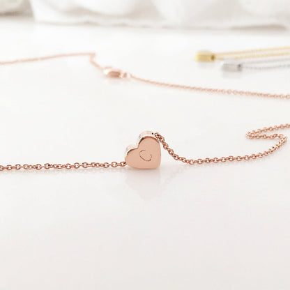 Heart Name Initial Dainty Necklace Birthday Gift for Her