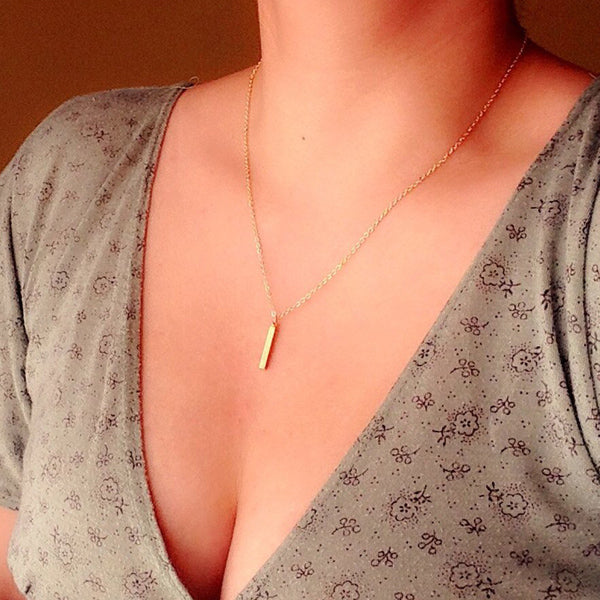 Custom Name Vertical Bar Necklace Gift for Women