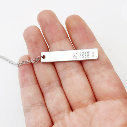 Personalized Coordinates Name Necklace Gift for Him or Her