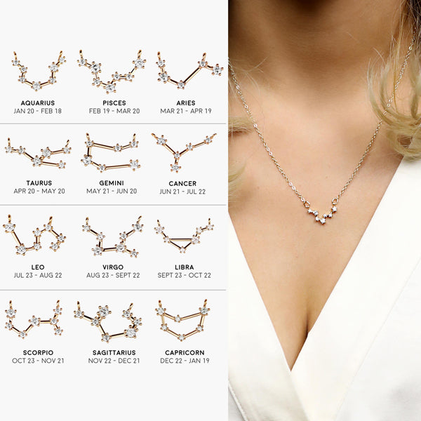 Custom Zodiac Constellation Dainty Necklace Birthday Gift for Her