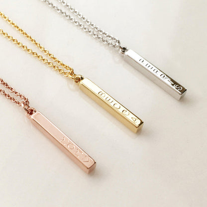 Custom Name Vertical Bar Necklace Gift for Women