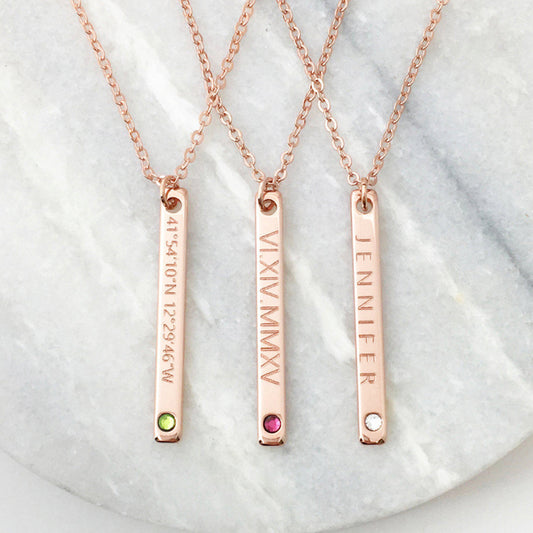 Custom Birthstone Name Plate Necklace Gift for Wife