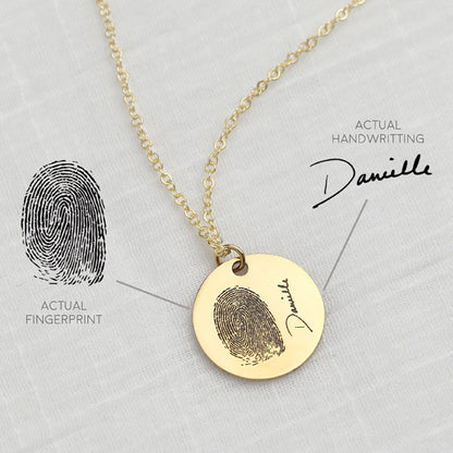 Fingerprint Handwriting Custom Name Necklace Wedding Gift