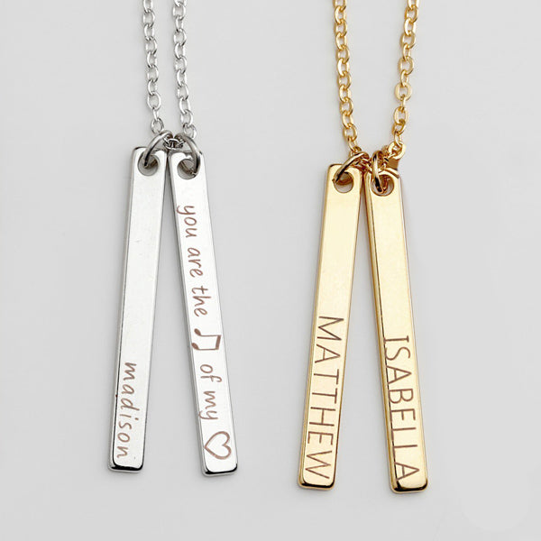 Bar Name Engraved Necklace Birthday Gift for Wife