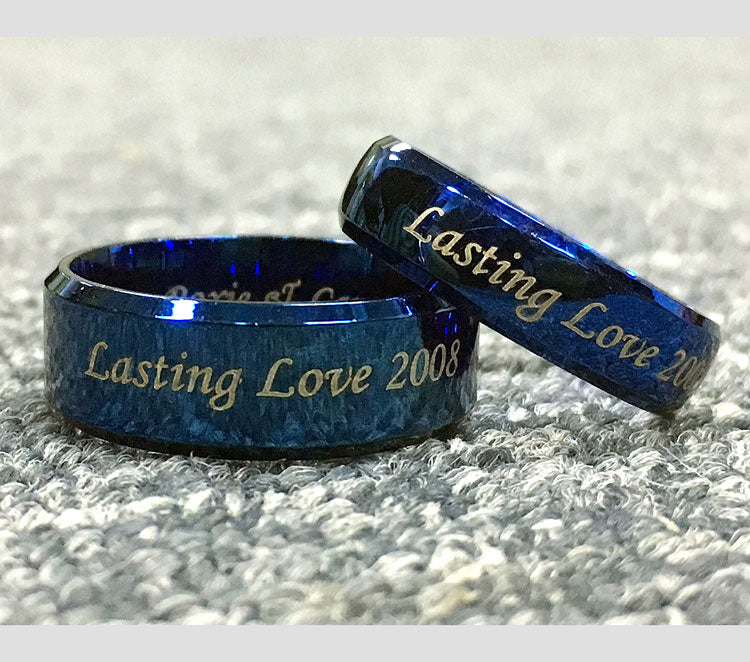 Custom Name Matching Promise Bands Set for two - Titanium - Blue