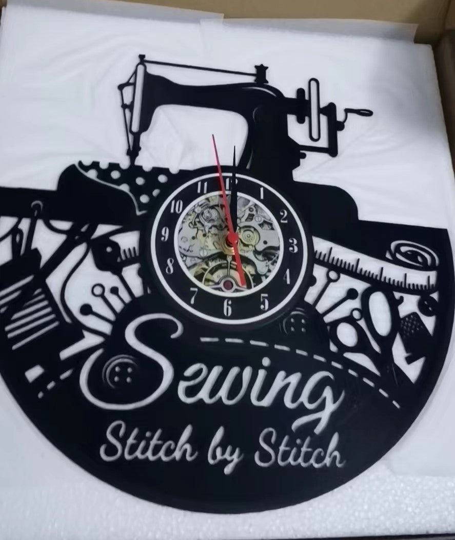Sewing Theme Vinyl Record Wall Clock Gift for Taylor