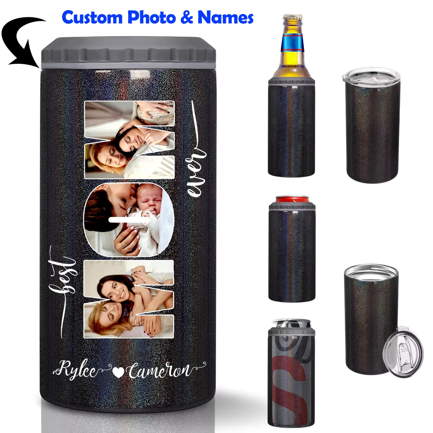 Gullei™ Mom Photos Beverage Bottle Can Cooler