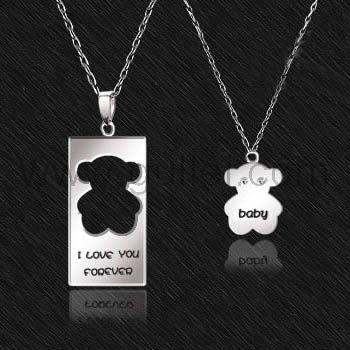 Personalized Bear Couples Necklaces Set for 2