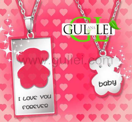 Personalized Bear Couples Necklaces Set for 2