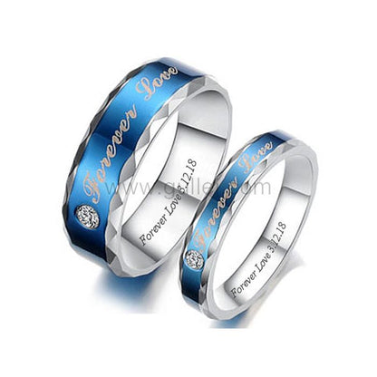 Personalized Forever Love Promise Couple Rings Set of Two