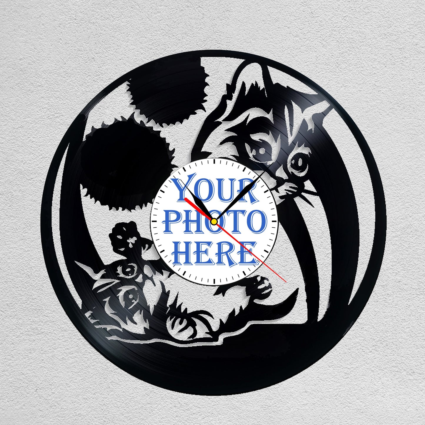 Personalized Cat Memorial Wall Clock – Custom Photo, Silent Quartz Movement