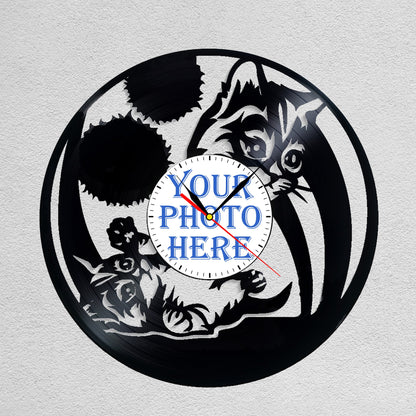 Personalized Cat Memorial Wall Clock – Custom Photo, Silent Quartz Movement