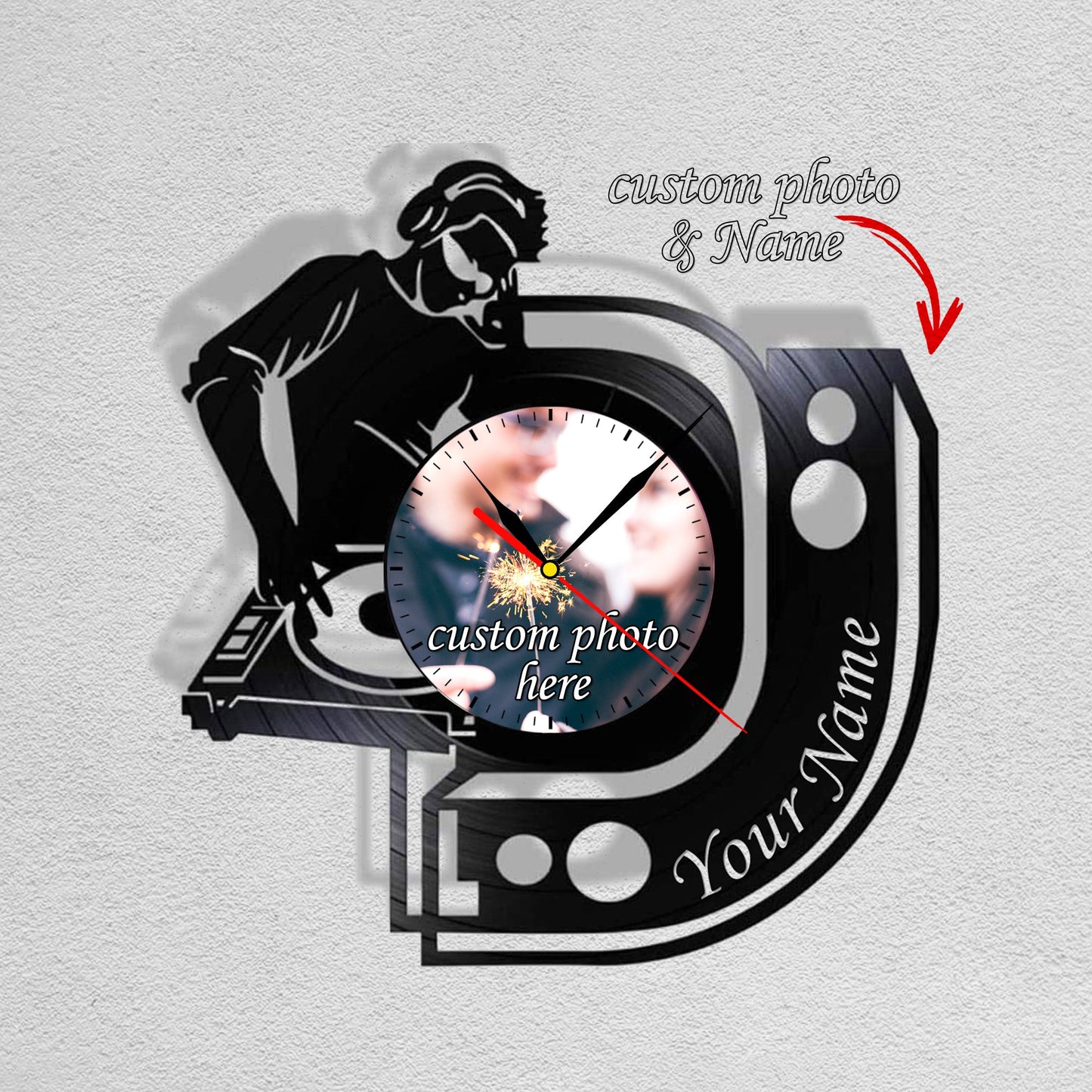 Personalized DJ Silent Wall Clock Made from LP Record