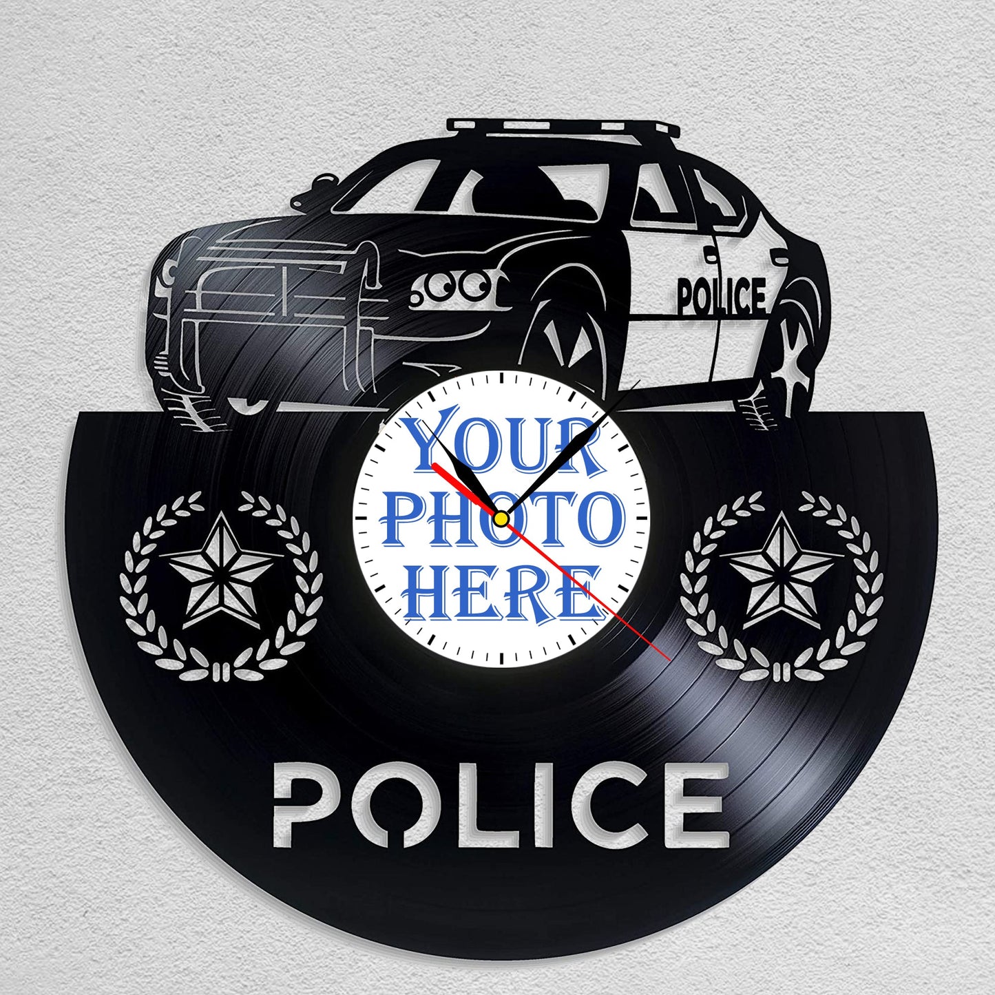 Personalized Police Officer Wall Clock – Custom Photo, Silent Quartz Movement