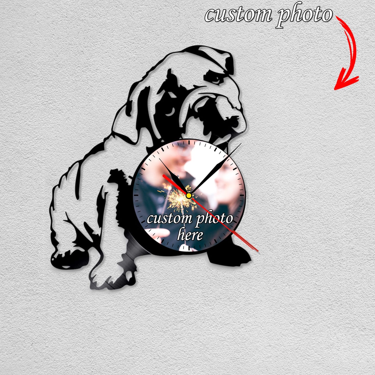 Personalized Pet Memorial Wall Clock – Custom LP Record, Silent Quartz Movement