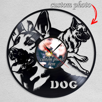 Personalized German Shepherd Dog Wall Clock – Custom LP Design, Silent Movement