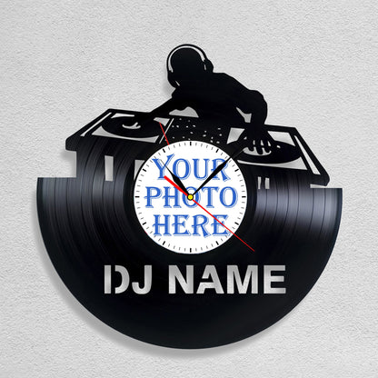 Personalized DJ Silent Wall Clock with Custom Photo & Name
