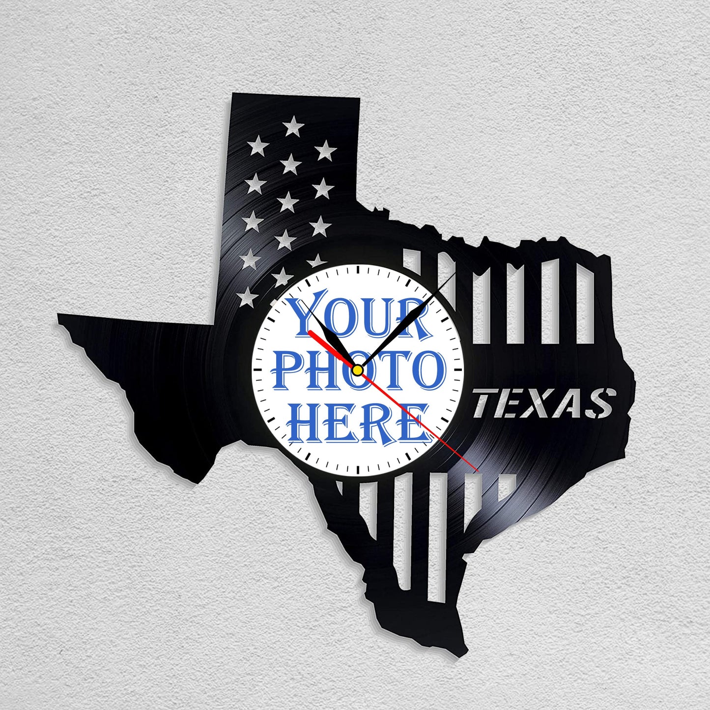Personalized Texas City Wall Clock – Custom Photo, Silent Quartz Movement