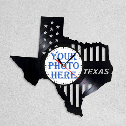 Personalized Texas City Wall Clock – Custom Photo, Silent Quartz Movement