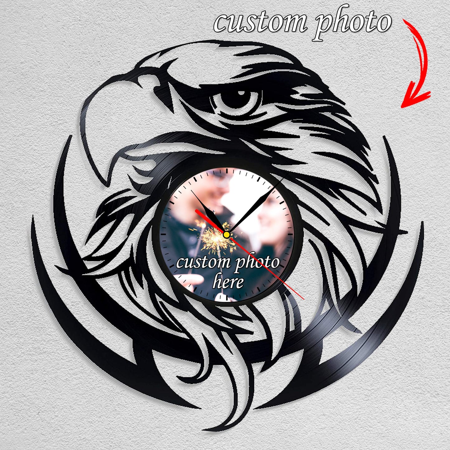 Personalized Photo Wall Clock Eagle Wild Nature Decoration Gift