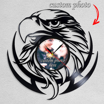 Personalized Photo Wall Clock Eagle Wild Nature Decoration Gift