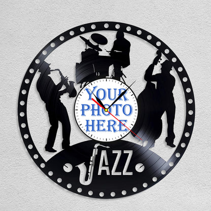 Personalized Jazz Music Wall Clock – Custom LP Record, Silent Movement