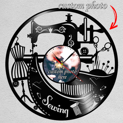 Gift for Sewing Enthusiast Custom Photo Wall Clock
