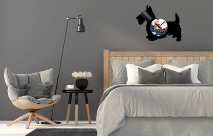 Personalized Dog Silhouette Silent Wall Clock – Custom Pet Photo LP Record