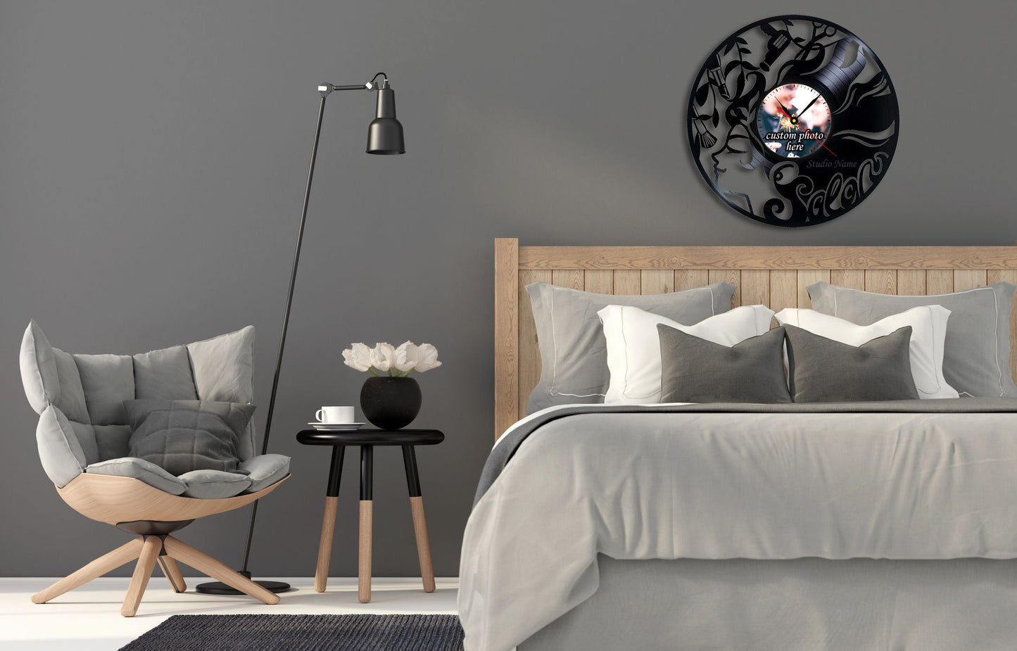 Personalized Salon Silent Wall Clock with Custom Photo & Name