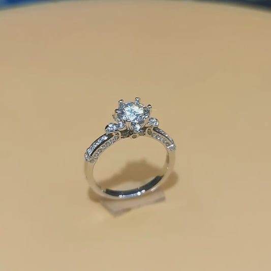 1 Carat Moissanite 6 Claw Diamond Women Ring