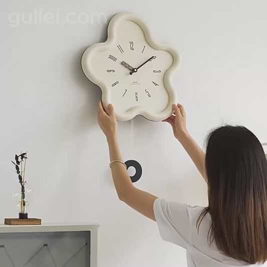 Cute Flower Pendulum Wall Clock - Silent Non Ticking Decor