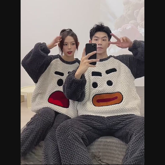 Matching Warm Sleepwear Pajamas Set for Couples