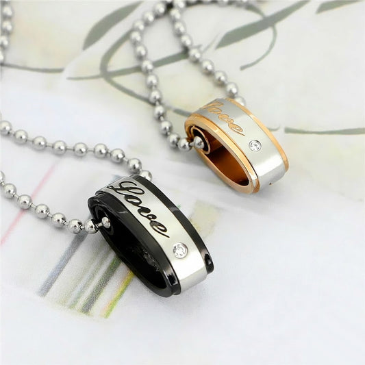 Engraved Matching Promise Necklaces for Couples Set of Two