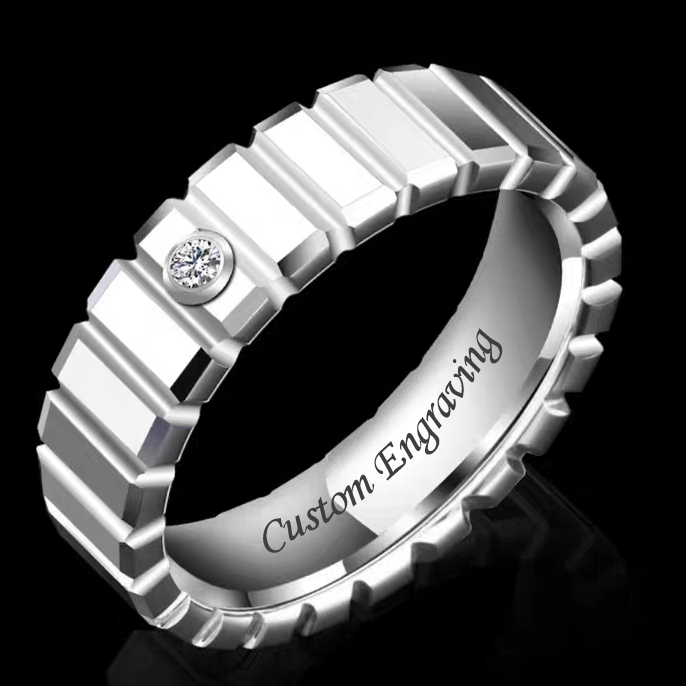 Engraved Tungsten Marriage Ring for Guys