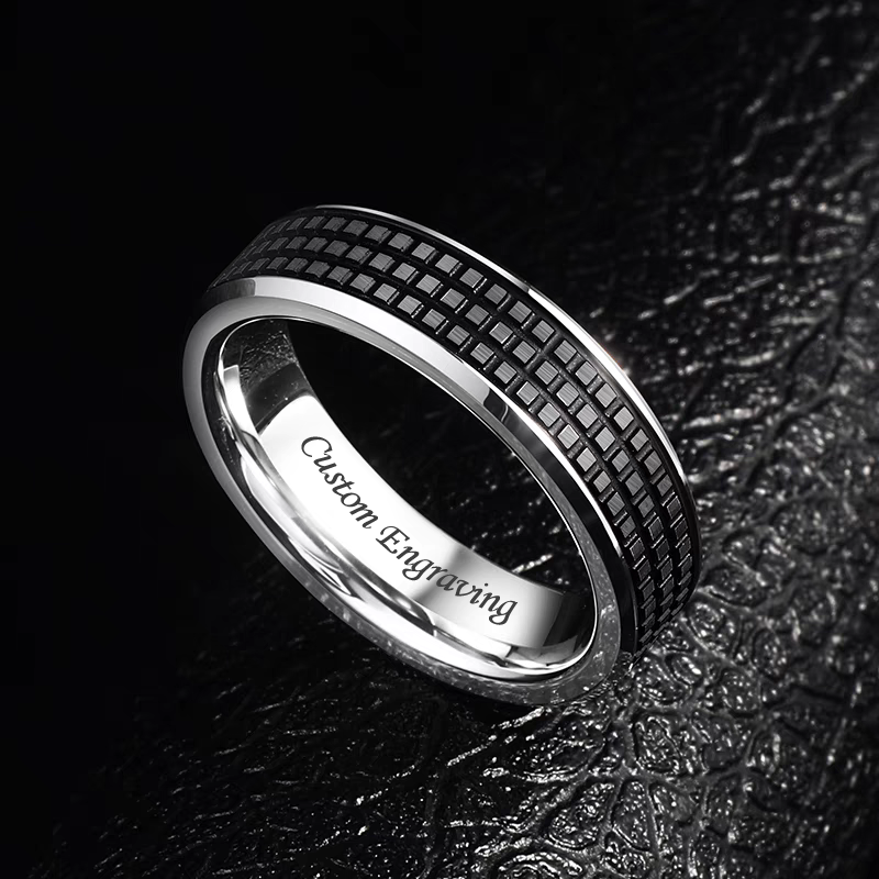 Custom Tungsten Marriage Ring for Guys