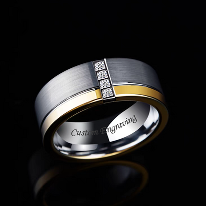 Engraved Brushed Mens Marriage Ring Tungsten