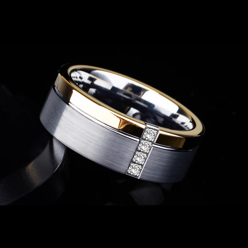 Engraved Brushed Mens Marriage Ring Tungsten