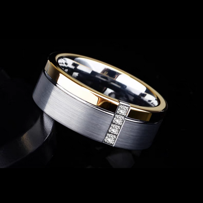 Engraved Brushed Mens Marriage Ring Tungsten