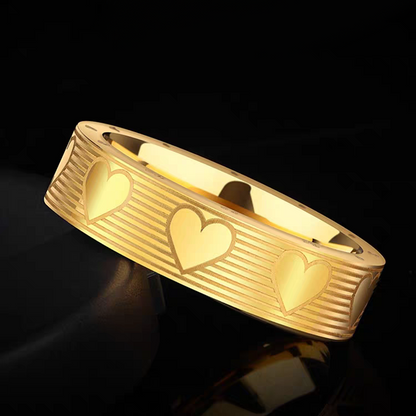 Engraved Gents Wedding Ring 18K Gold Plated Tungsten