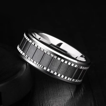 Engravable Manly Wedding Band for Guys Tungsten