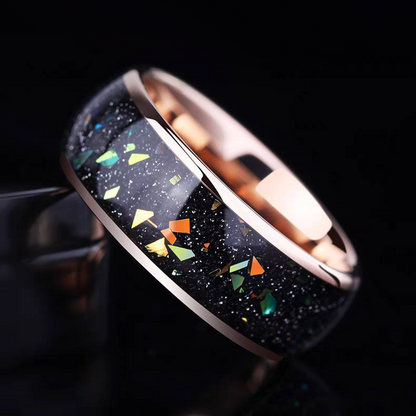 Engravable Mens Wedding Band Rose Gold Plated Tungsten