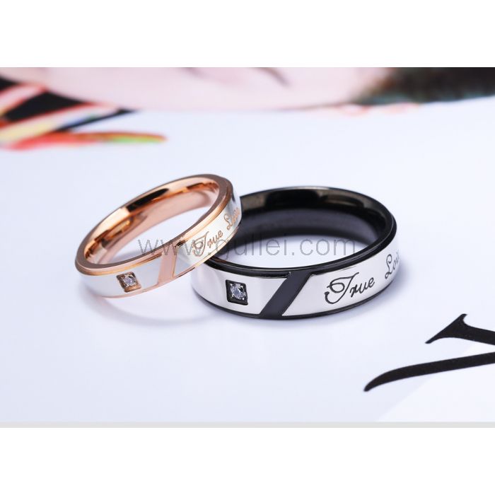 True Love Promise Couple Rings Set for Two Titanium