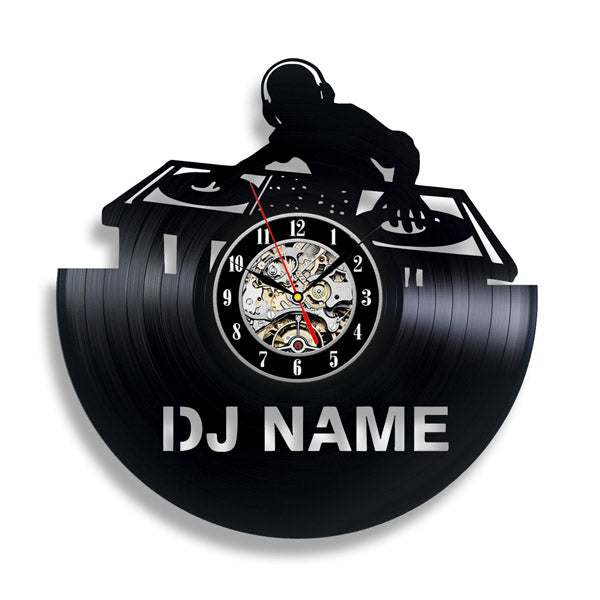 Custom DJ Name Clock Gift for DJ Lp Record Gullei.com